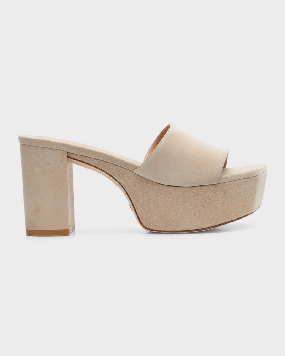 Square High Suede Platform Sandals